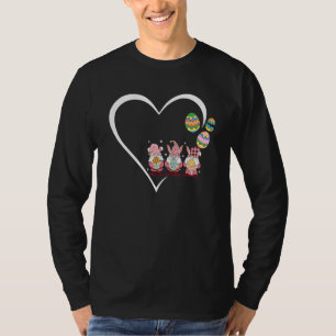 Camiseta Bonito Coração Gnomo Abraça Felz pascoa Coelho Ovo
