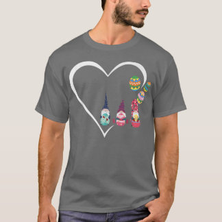 Camiseta Bonito Coração Gnomo Abraça Felz pascoa Coelho Ovo