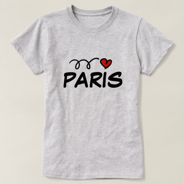 Camiseta Bonito coração Paris t shirt para mulheres (Frente do Design)