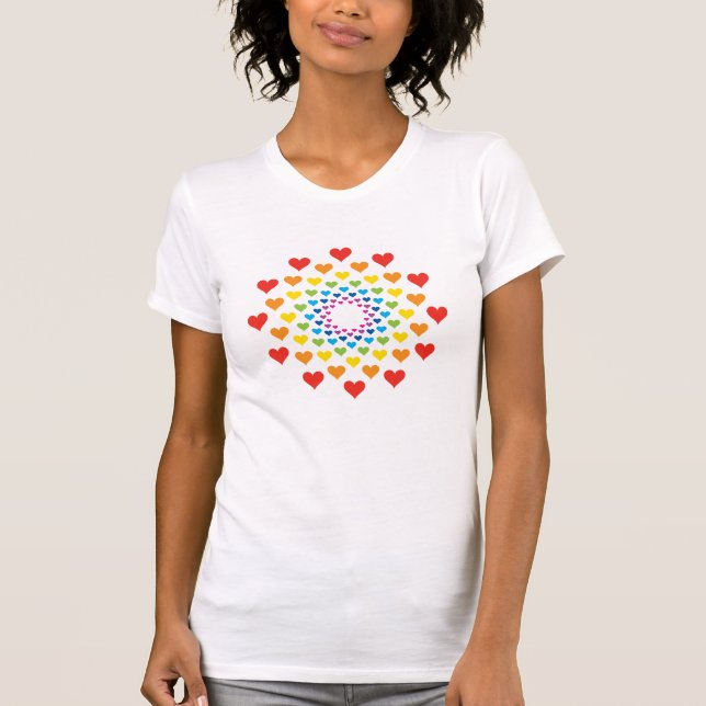 Camiseta Bonito corações coloridos (Frente)