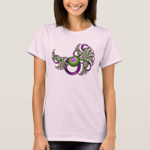 Camiseta Bonito Corações Verdes Rosa Moderno Abstrato Fract