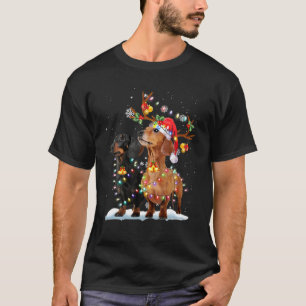Camiseta Bonito Dachshund Felry Natal Dachshund Santa Hat