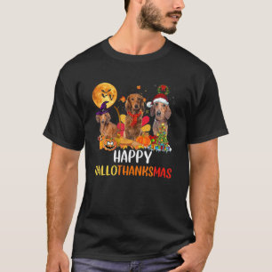 Camiseta Bonito Dachshund Hallothanksmas Halloween Thanksgi