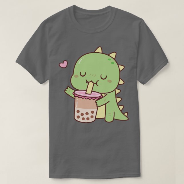 Camiseta Bonito Dino Adora Chá Boba Milk (Frente do Design)