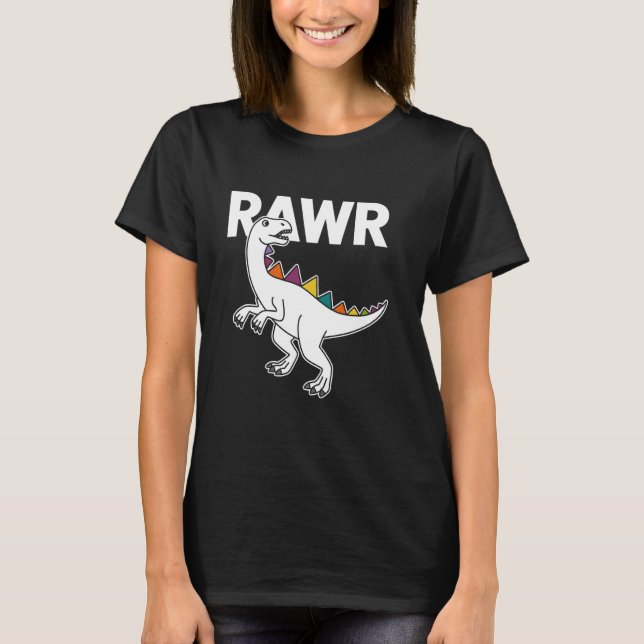 Camiseta Bonito Dino Rawr Dinossaur Roaring Engraçado Kid D (Frente)