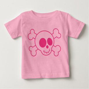 Camiseta bonito do crânio do rosa de bebê