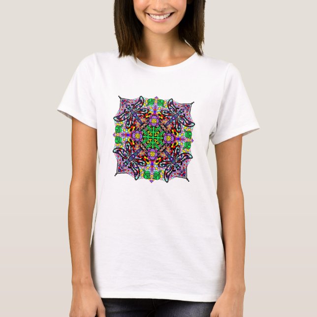 Camiseta Bonito Dragonfly Colorida e Flores Mandala (Frente)