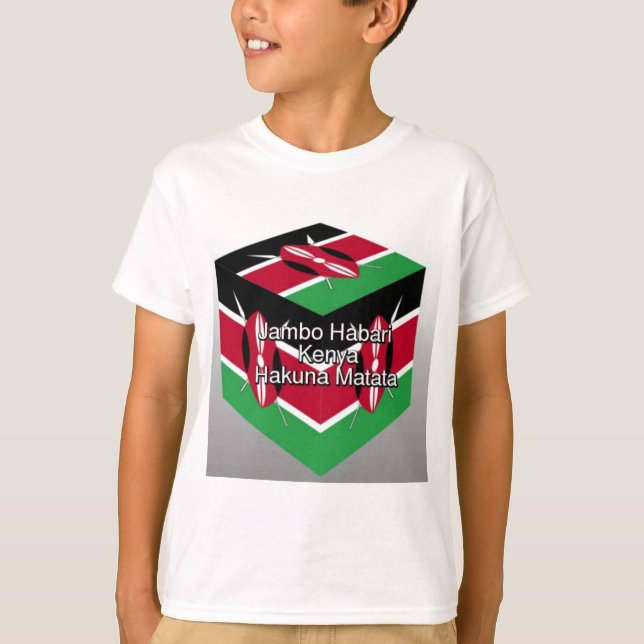Camiseta Bonito e adorável cubo de bandeira queniano com sa (Frente)