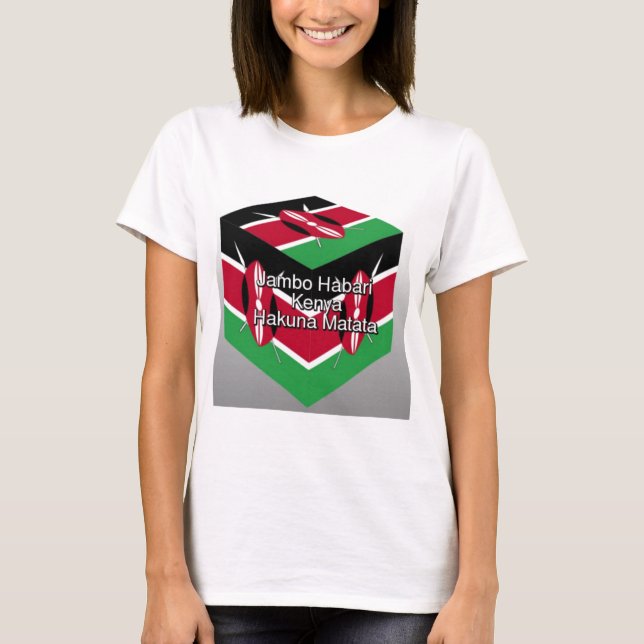 Camiseta Bonito e adorável cubo de bandeira queniano com sa (Frente)