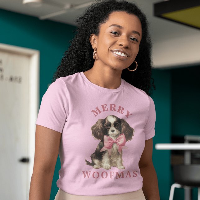 Camiseta Bonito e Festivo: Feliz, Woofmas, Cachorro das Mul (Criador carregado)