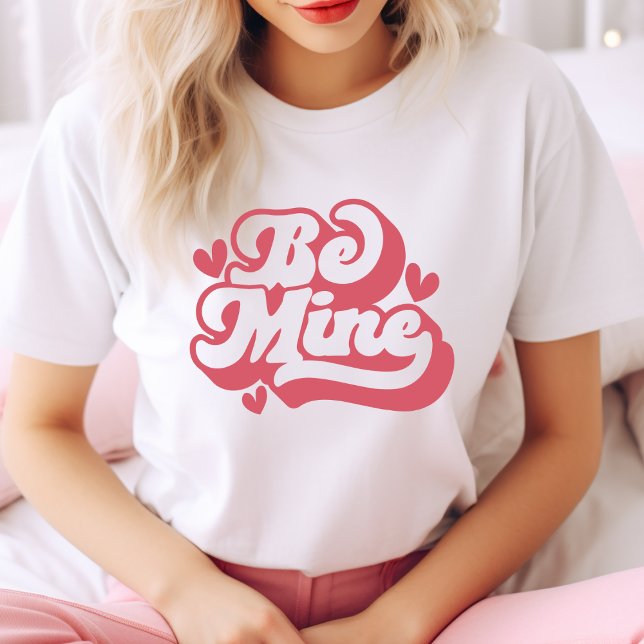 Camiseta Bonito E Trendente Seja O Meu Namorados Rosa (Cute And Trendy Be Mine Retro Pink Valentine T-Shirt)