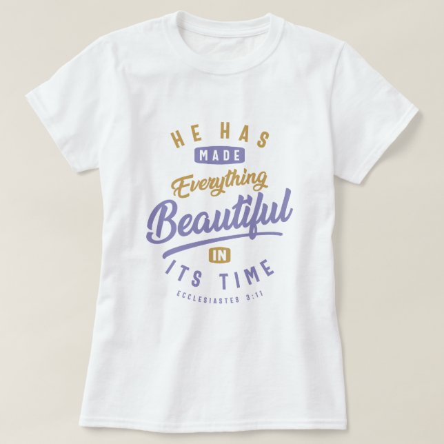 Camiseta Bonito em seu tempo - citação cristã (Frente do Design)