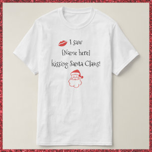 Camiseta Bonito, Engraçado Beijar Papai Noel