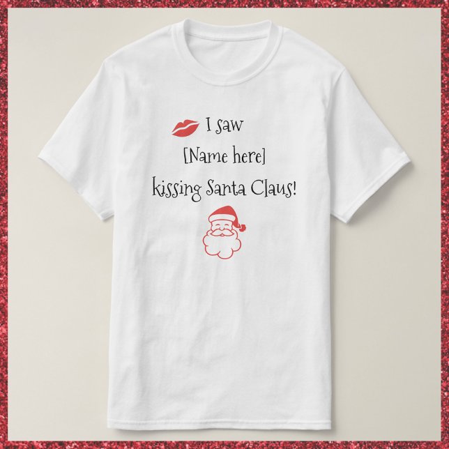 Camiseta Bonito, Engraçado Beijar Papai Noel (Criador carregado)