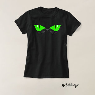 Camiseta Bonito Engraçado Gato Olhos Verdes Gato Presente