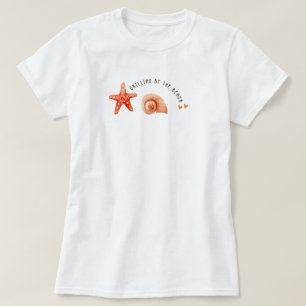 Camiseta Bonito estética coral praia estrelas-do-mar concha