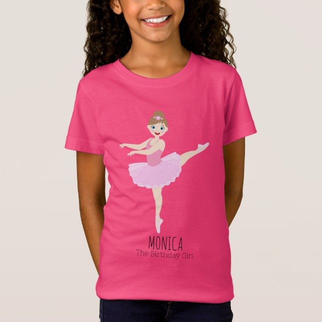 Camiseta Bonito Festa de aniversário da garota Ballerina (Frente)
