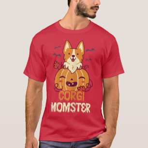 Camiseta Bonito Figurino de Halloween Welsh Corgi Pumpkin W