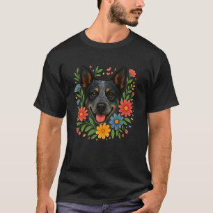 Camiseta Bonito Floral Blue Heeler Coloridas Flores da Prim