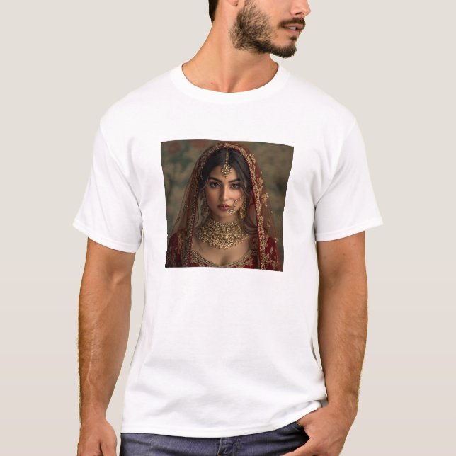 Camiseta Bonito Foto da Menina de Índia Presente Perfeito (Frente)