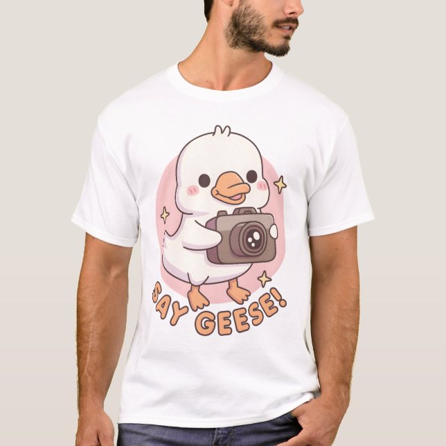 Camiseta Bonito Ganso De Bebê Com Câmera Diz Engraçado Gans (Frente)