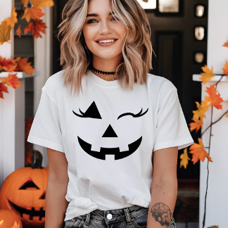 Camiseta Bonito Garota Jack O Lanterna Pumpkin Face Hallowe