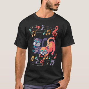 Camiseta Bonito Gatinho De Gato Reproduz Música Nota Música