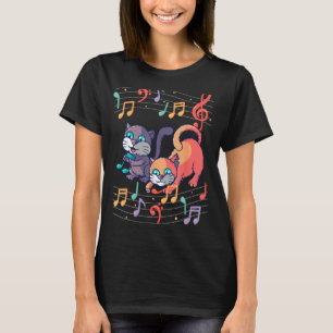 Camiseta Bonito Gatinho De Gato Reproduz Música Nota Música