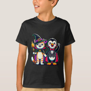 Camiseta Bonito Halloween Kids Pinguin Vampiro Cat Witn Fun