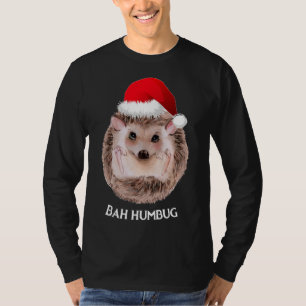 Camiseta Bonito Hedgehog Natal Santa Hat Bah Humbug