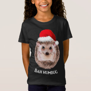 Camiseta Bonito Hedgehog Natal Santa Hat Bah Humbug