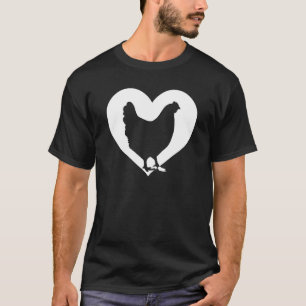 Camiseta Bonito Hen Que Adora Frangos Legal De Coração Bran