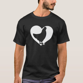 Camiseta Bonito Hen Que Adora Frangos Legal De Coração Bran