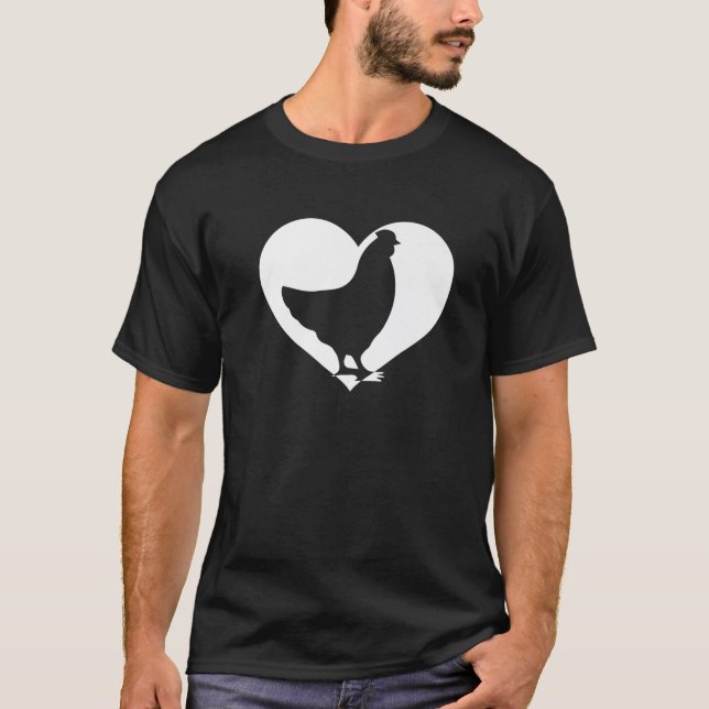 Camiseta Bonito Hen Que Adora Frangos Legal De Coração Bran (Frente)