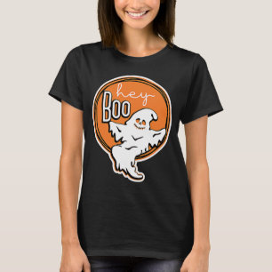 Camiseta Bonito Hey Boo Fantasma de Halloween para Mulheres