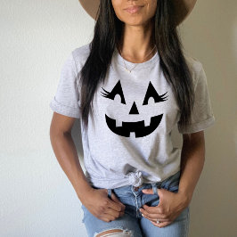Camiseta Bonito Jack O Lanterna com Lashes Black Halloween