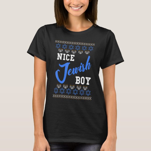 Camiseta Bonito Jewly Boy Ugly Hanukkah Sweater Chanukah (Frente)