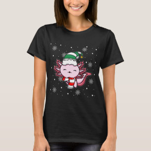 Camiseta Bonito Kawaii Axolotl Elf Natal Santa Hat