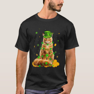 Camiseta Bonito Maine Coon Cat Shamrock irlandês