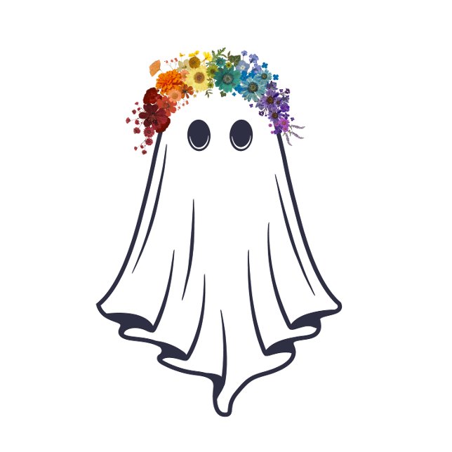 Camiseta Bonito, mas assustador, Rainbow Flower Ghost (Criador carregado)