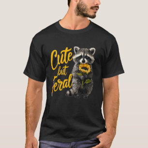 Camiseta Bonito mas Feroz Guaxinim do Girassol Engraçado Am