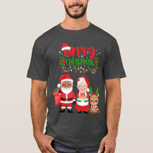 Camiseta Bonito Melanina Papai Noel Sra Claus Família Inter