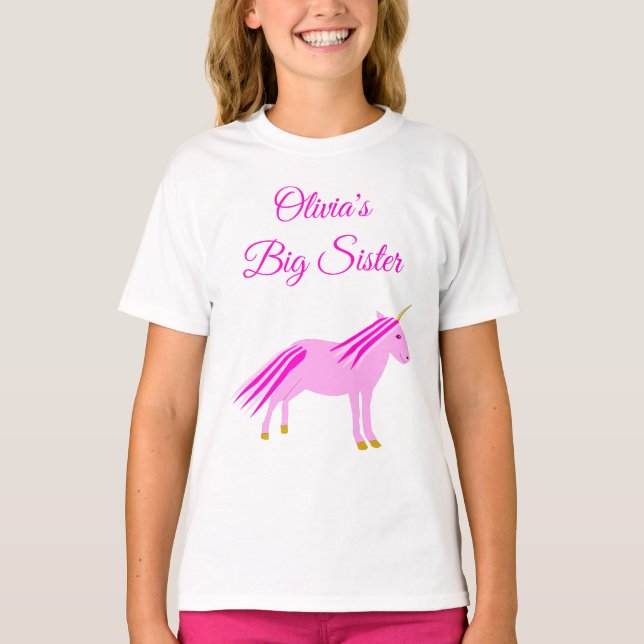 Camiseta Bonito Menina Rosa, Uma Irmã Personalizada (Frente)