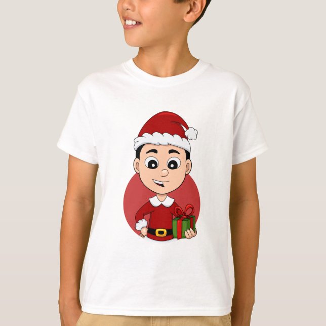 Camiseta Bonito menino de Natal com cabelo preto (Frente)