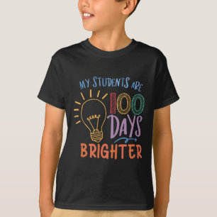 Camiseta Bonito Meu Aluno É 100 Dias Mais Brilhante Para Ga