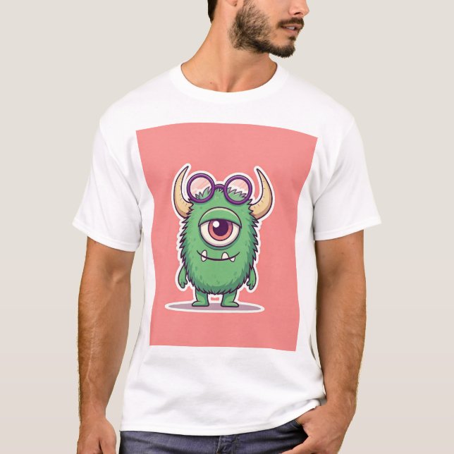 Camiseta "Bonito Monstro Vibes: Feliz Tee Autocolante de Ol (Frente)