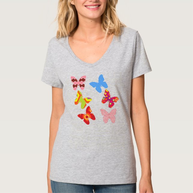 Camiseta Bonito mosca-da-borboleta-Na moda (Frente)