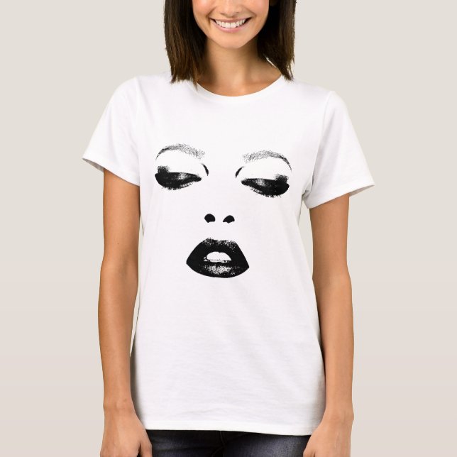Camiseta Bonito mulher face olhos lábios moda arte original (Frente)