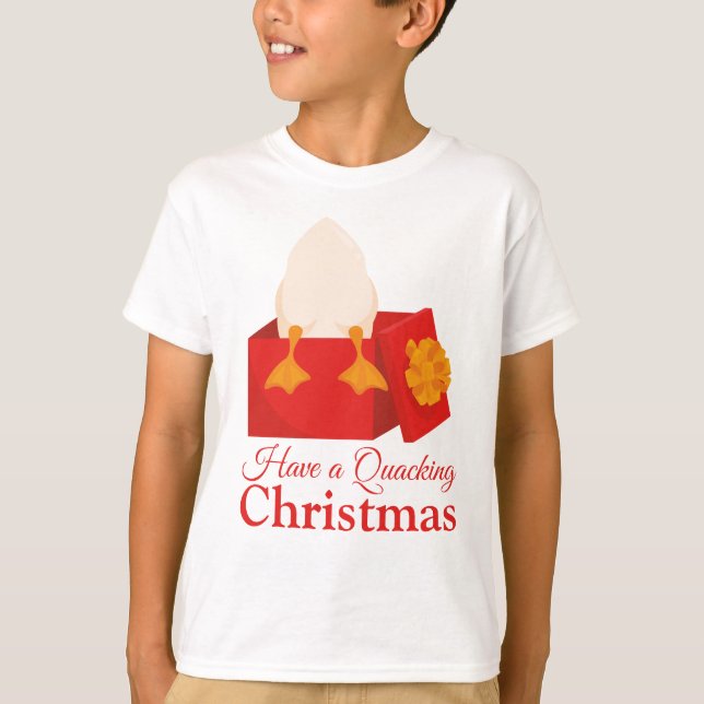 Camiseta Bonito Natal Humor, Pato de laranja engraçado, na  (Frente)