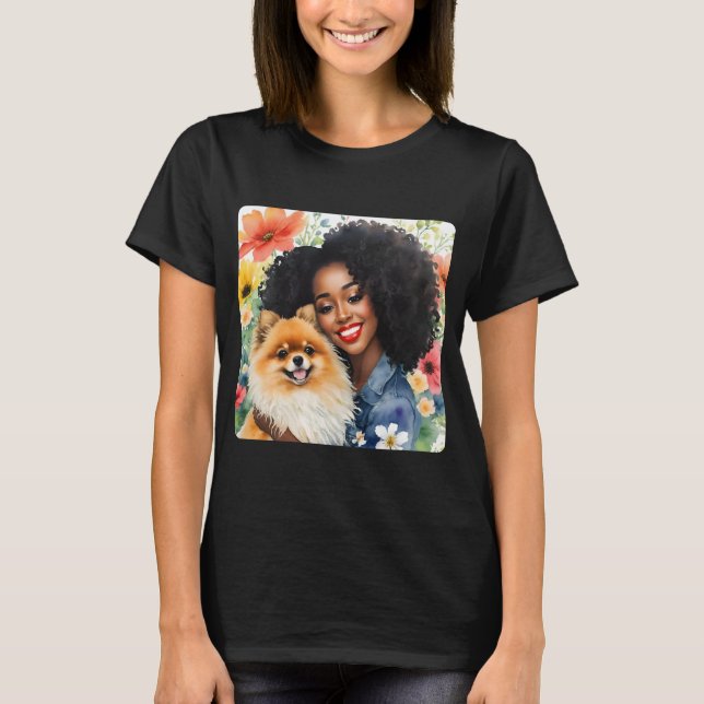 Camiseta Bonito Negra com Pomerânia (Frente)